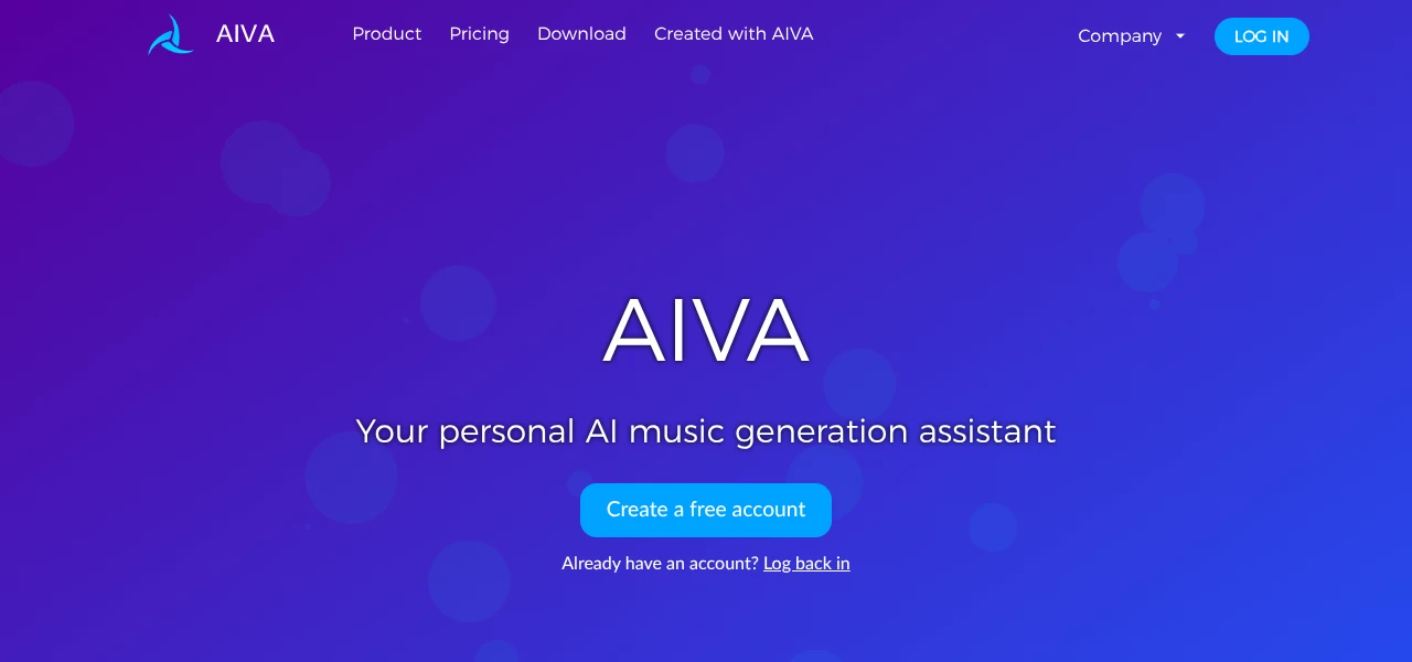 AIVA AI audio tool interface screenshot