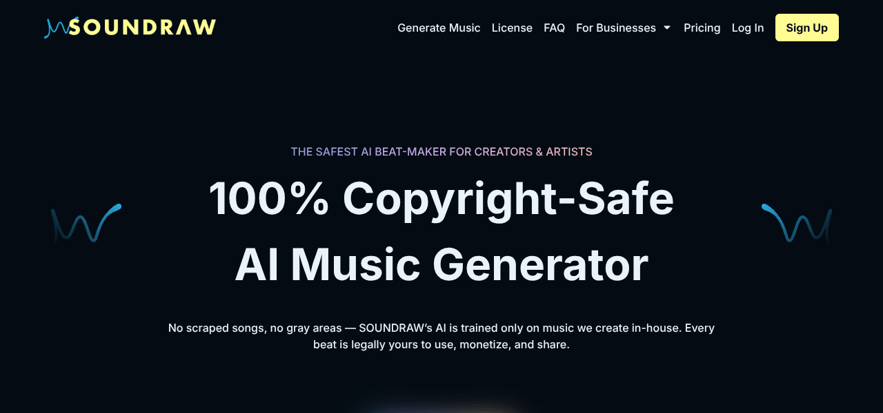 Soundraw AI audio tool interface screenshot