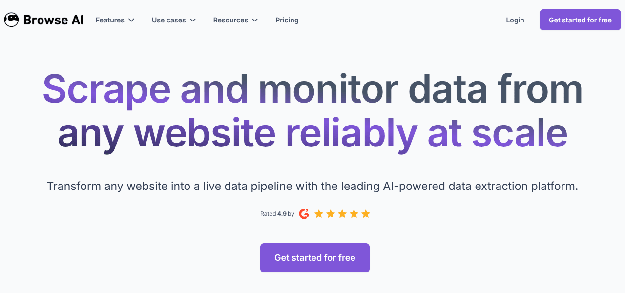 Browse AI automation tool interface screenshot Browse AI automation tool interface screenshot