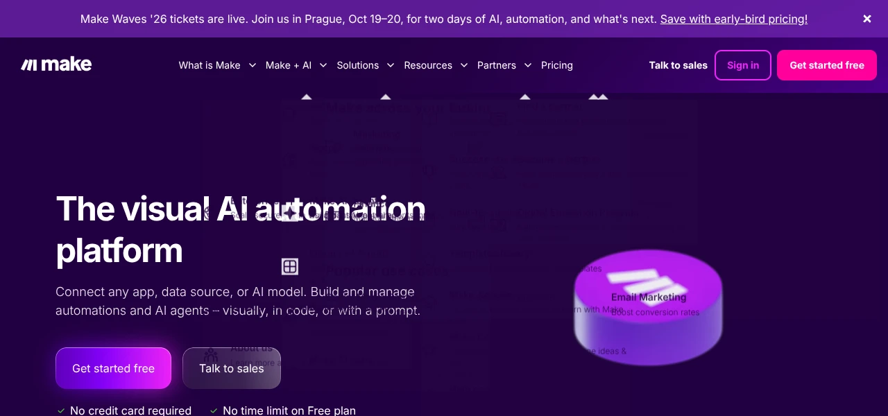 Make AI automation tool interface screenshot Make AI automation tool interface screenshot
