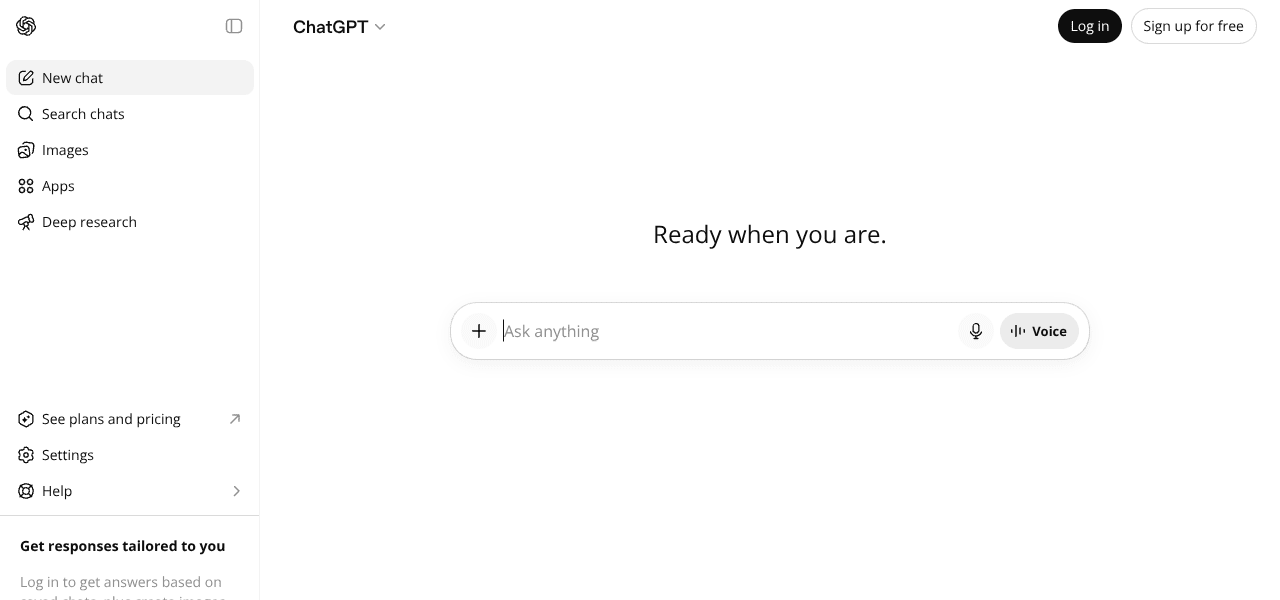 ChatGPT AI chatbot interface screenshot ChatGPT AI chatbot interface screenshot