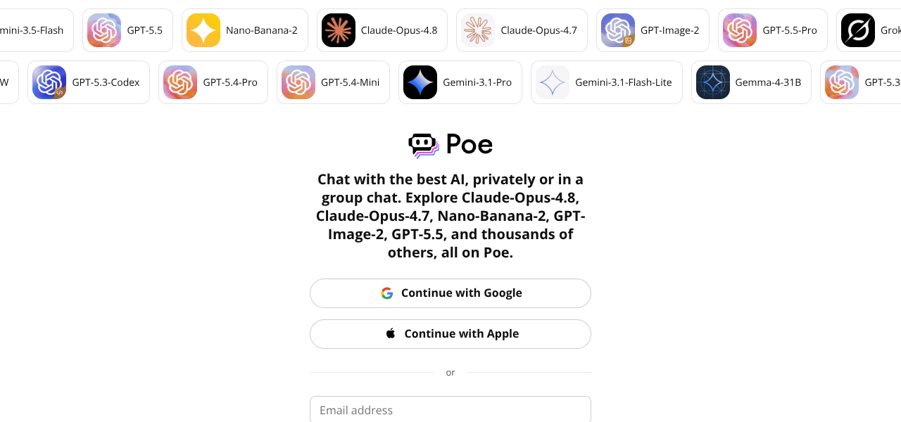 Poe AI chatbot interface screenshot Poe AI chatbot interface screenshot