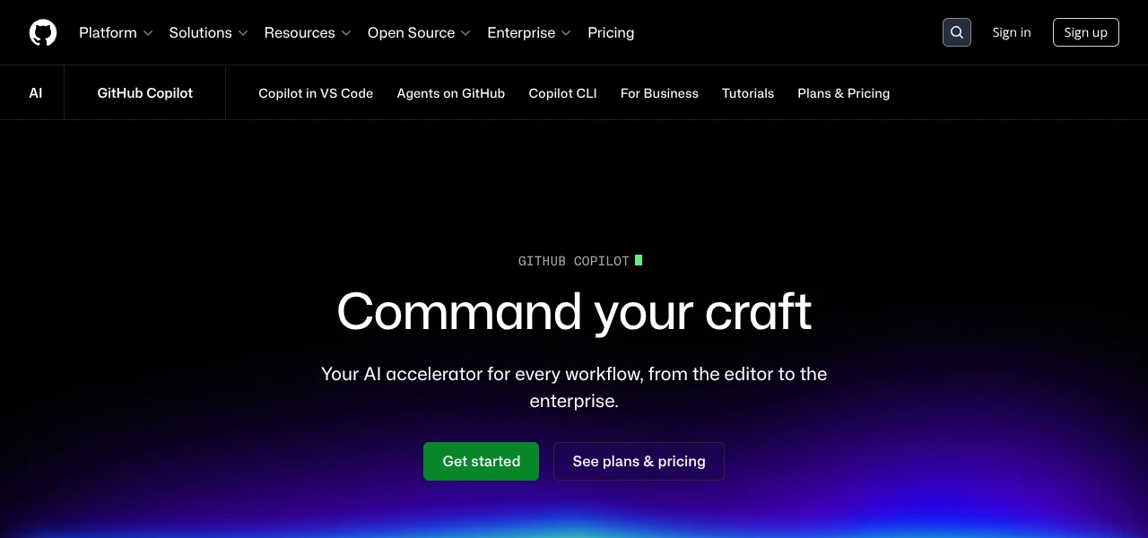GitHub Copilot AI coding tool interface screenshot