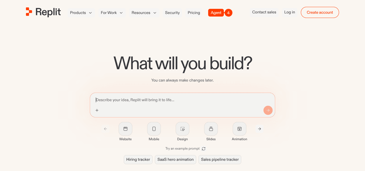 Replit AI coding tool interface screenshot