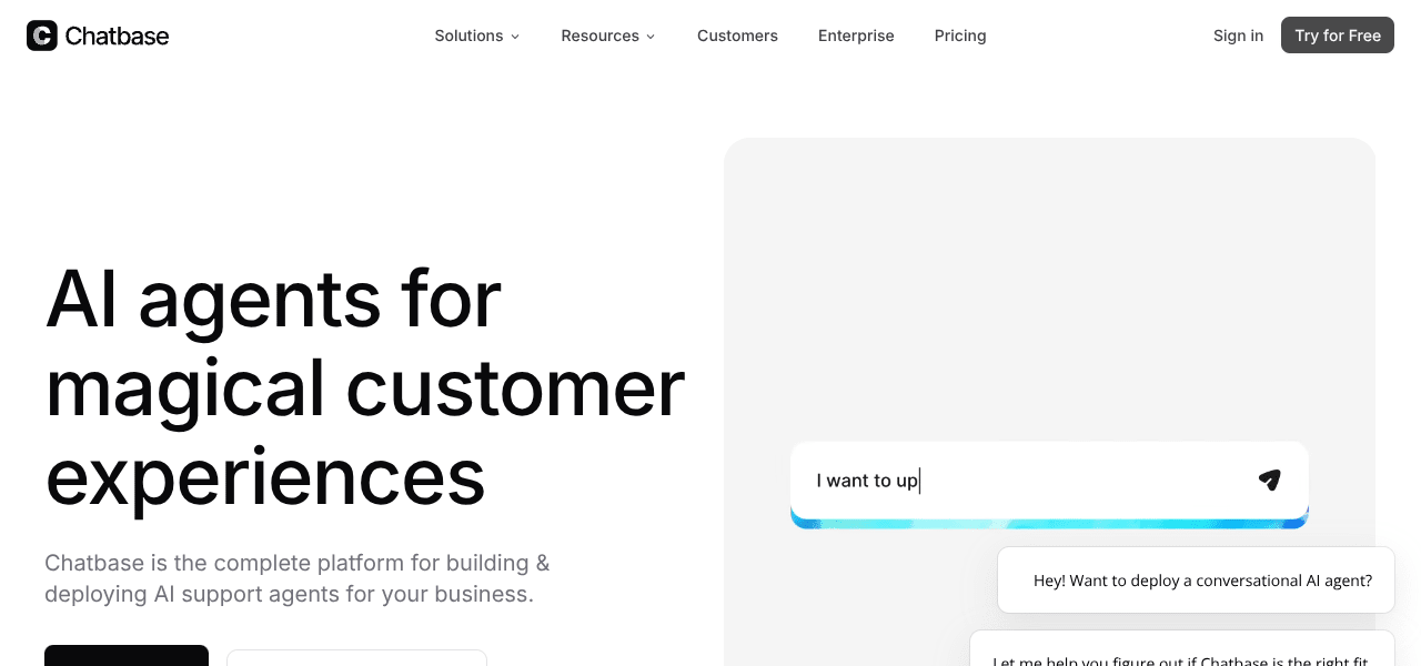 Chatbase AI customer support tool interface screenshot Chatbase AI customer support tool interface screenshot