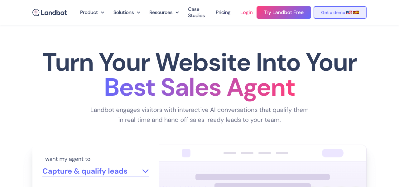 Landbot AI customer support tool interface screenshot Landbot AI customer support tool interface screenshot