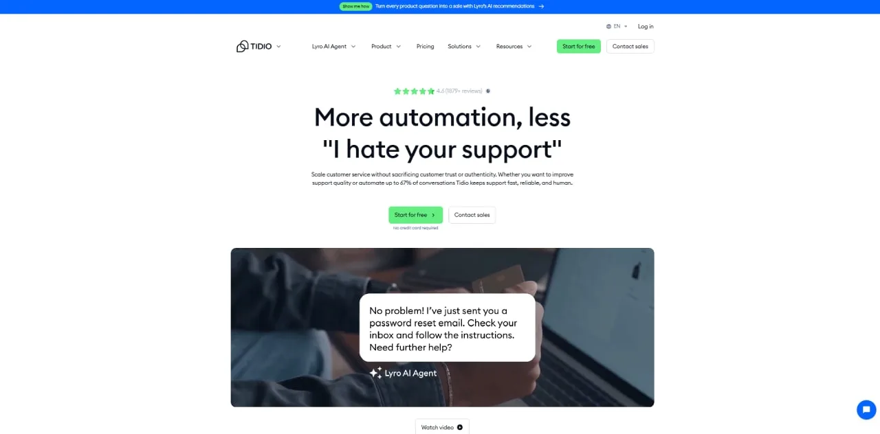Tidio AI customer support tool interface screenshot Tidio AI customer support tool interface screenshot