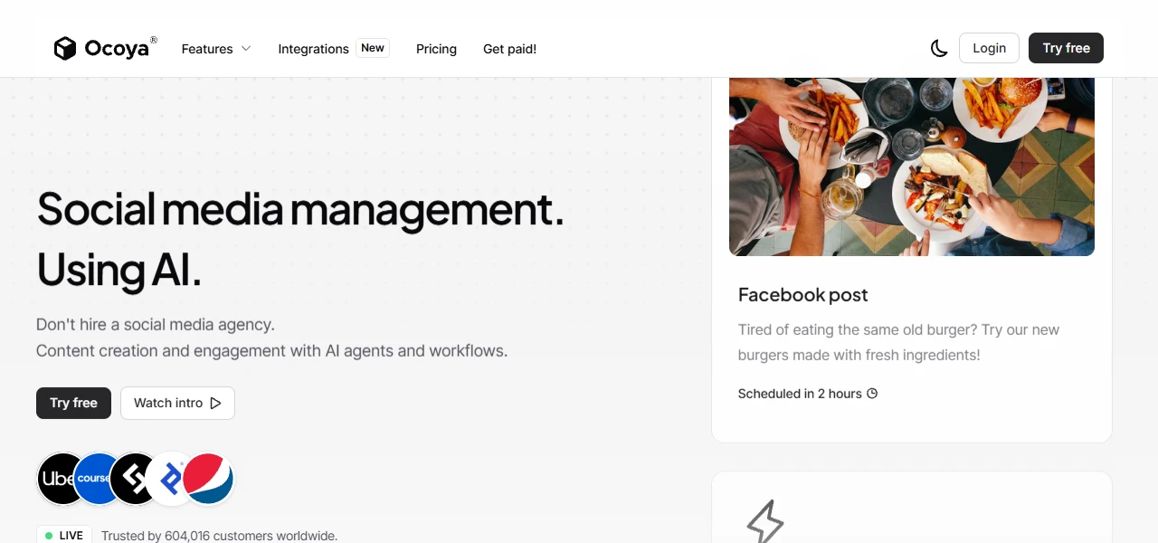 Ocoya AI marketing tool interface screenshot Ocoya AI marketing tool interface screenshot