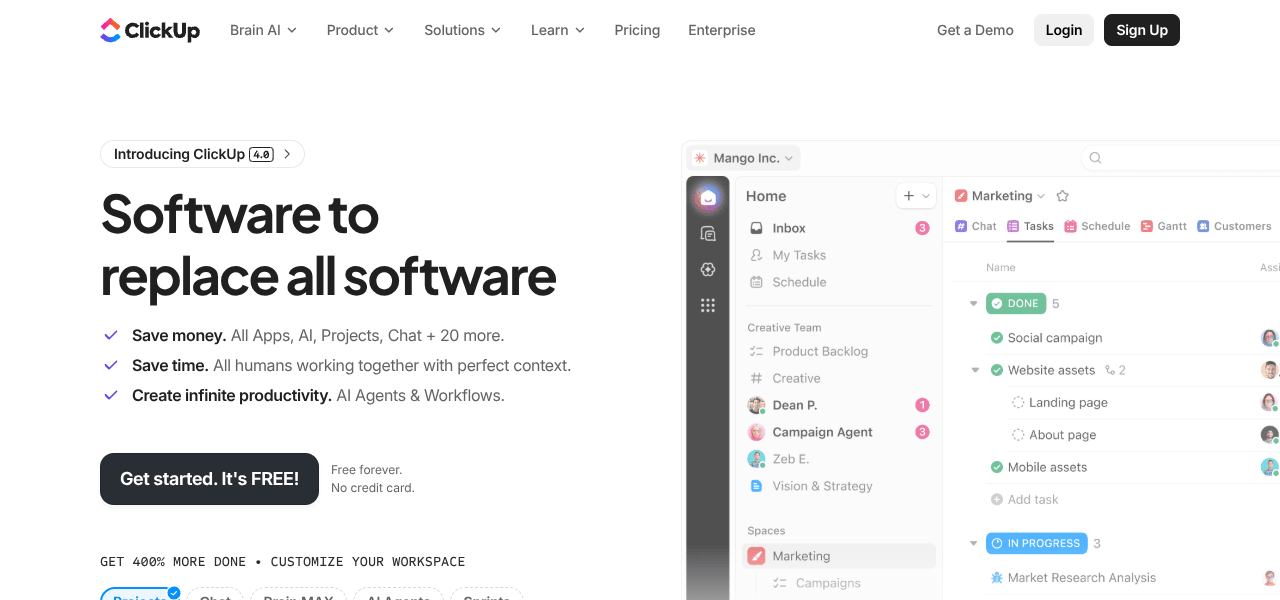 ClickUp AI productivity tool interface screenshot ClickUp AI productivity tool interface screenshot
