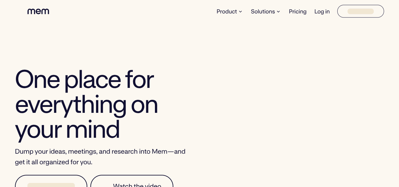 Mem AI productivity tool interface screenshot Mem AI productivity tool interface screenshot