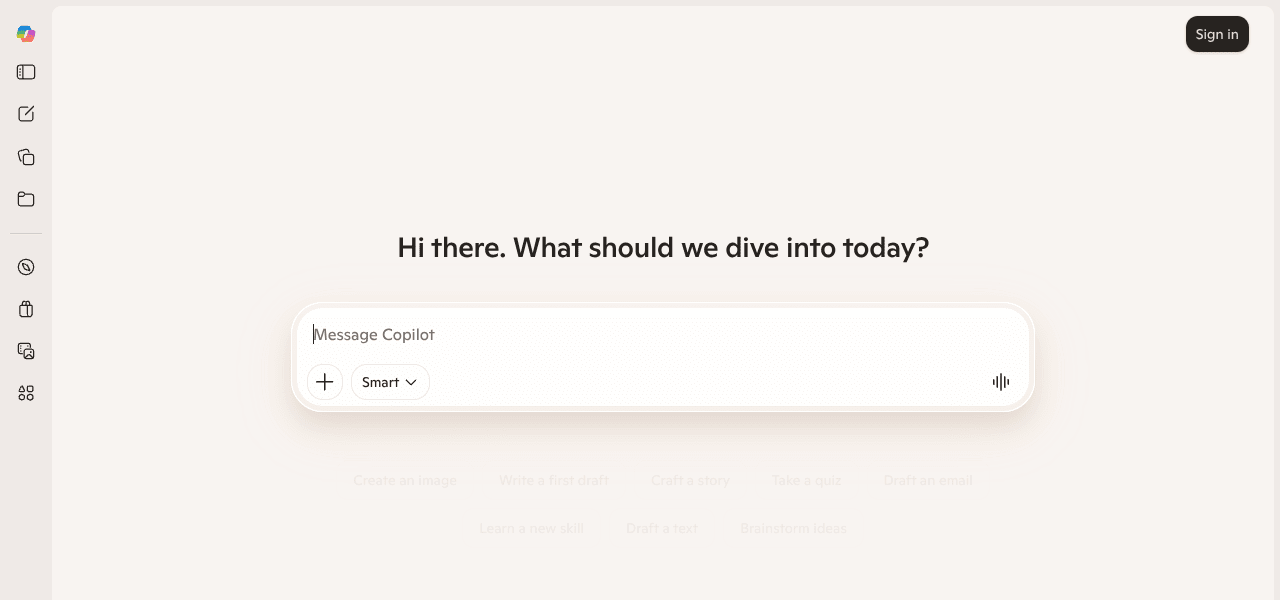 Microsoft Copilot AI productivity tool interface screenshot Microsoft Copilot AI productivity tool interface screenshot
