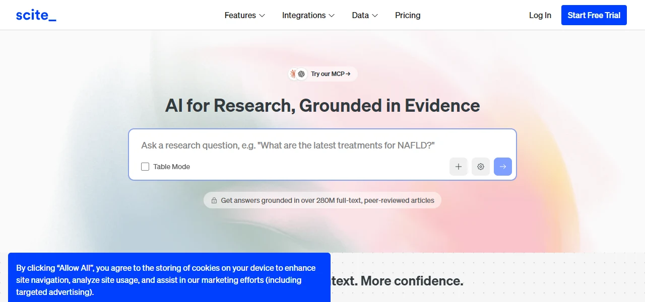 Scite AI research tool interface screenshot Scite AI research tool interface screenshot