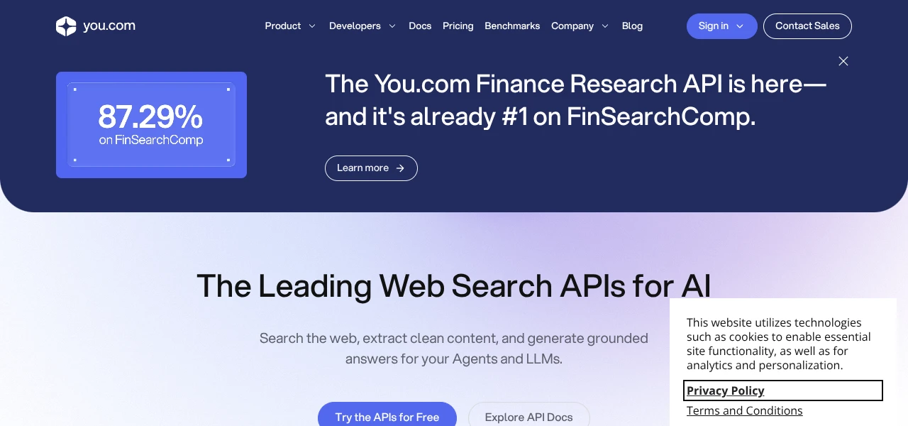 You.com AI search tool interface screenshot