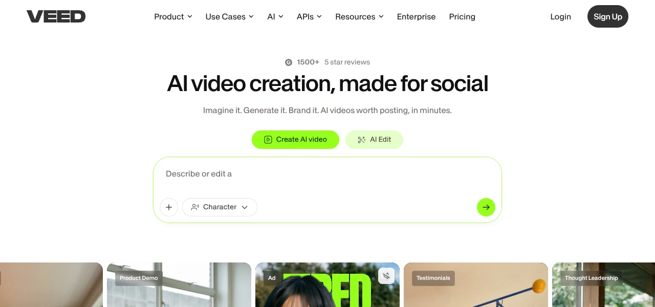 VEED AI video generation interface screenshot VEED AI video generation interface screenshot
