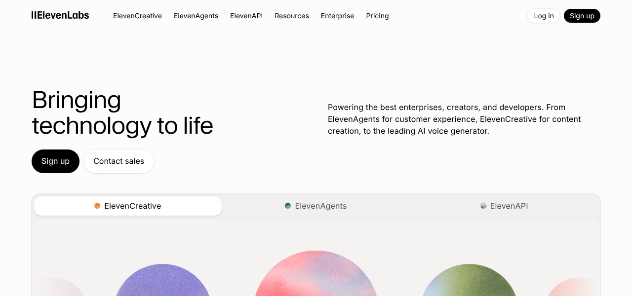 ElevenLabs AI voice tool interface screenshot