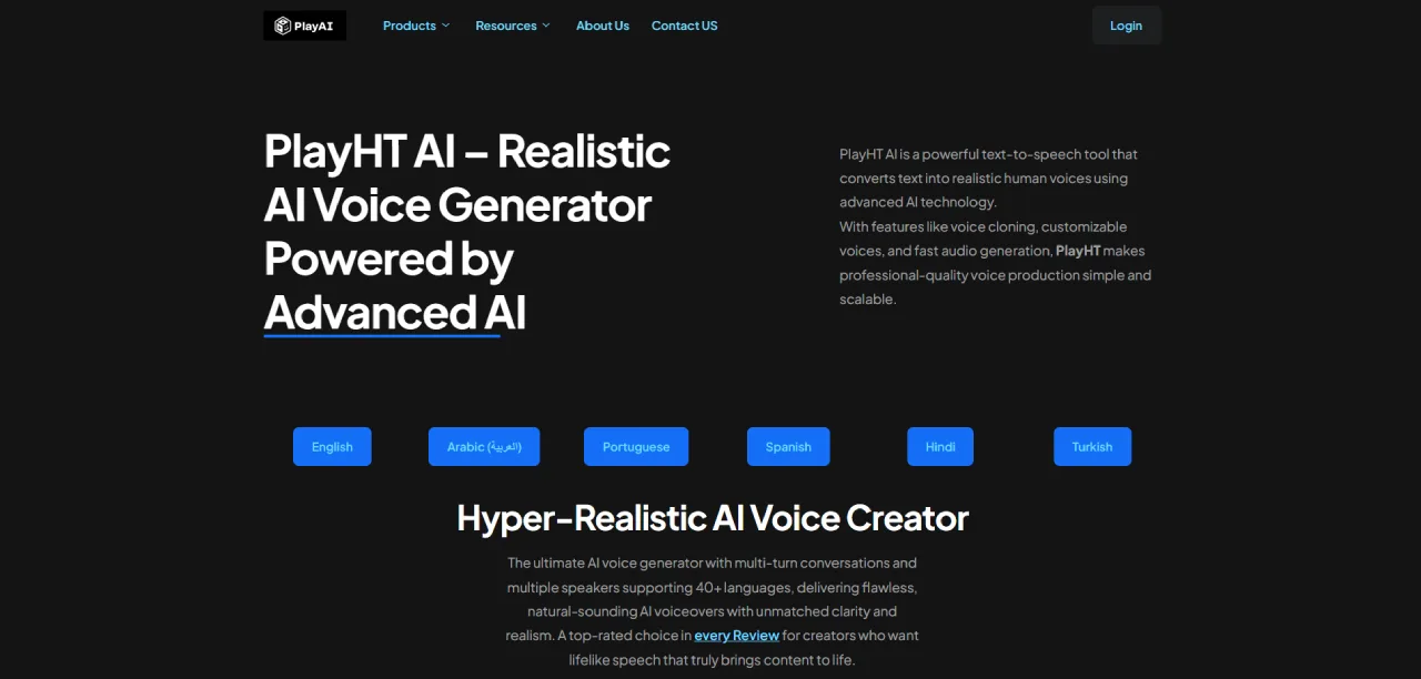 PlayHT AI voice tool interface screenshot