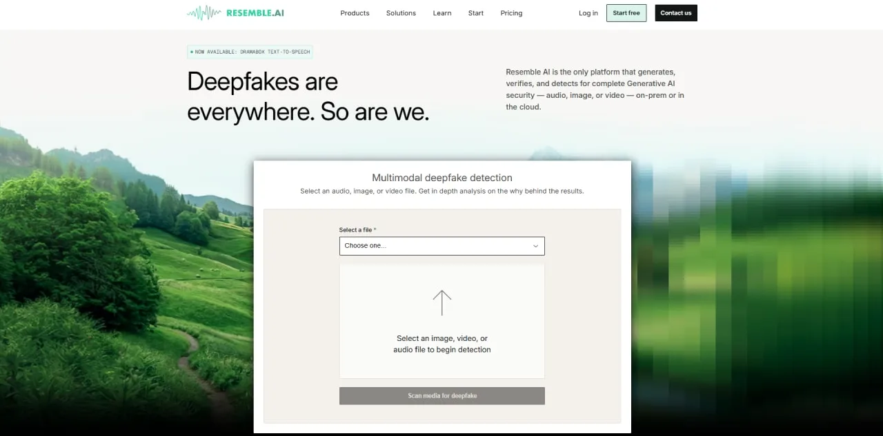 Resemble AI voice tool interface screenshot