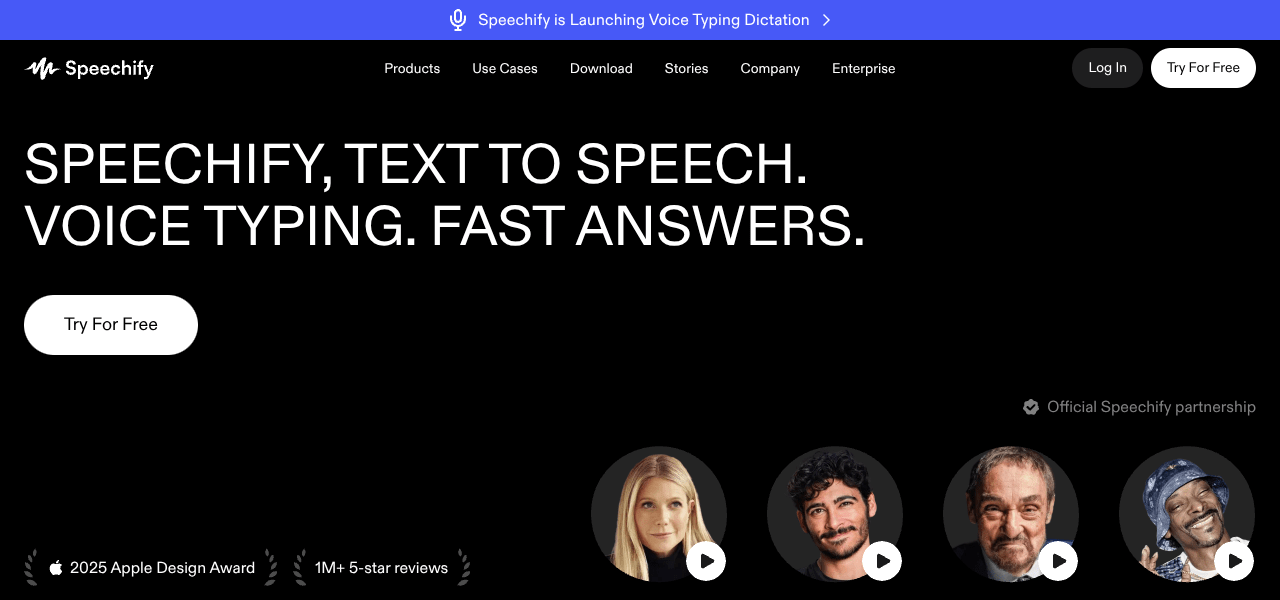 Speechify AI voice tool interface screenshot