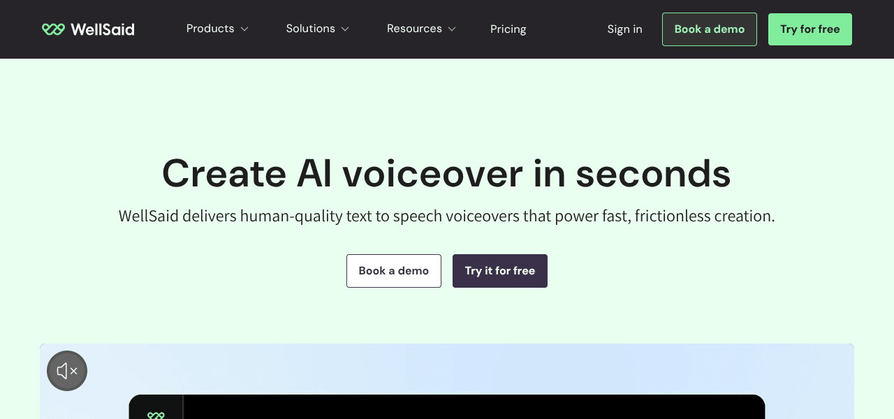 WellSaid Labs AI voice tool interface screenshot