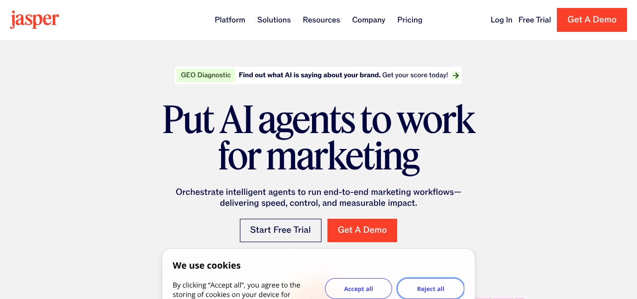 Jasper AI writing tool interface screenshot
