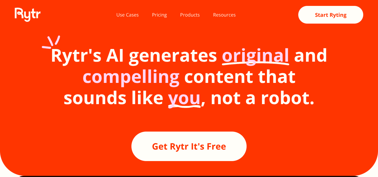 Rytr AI writing tool interface screenshot