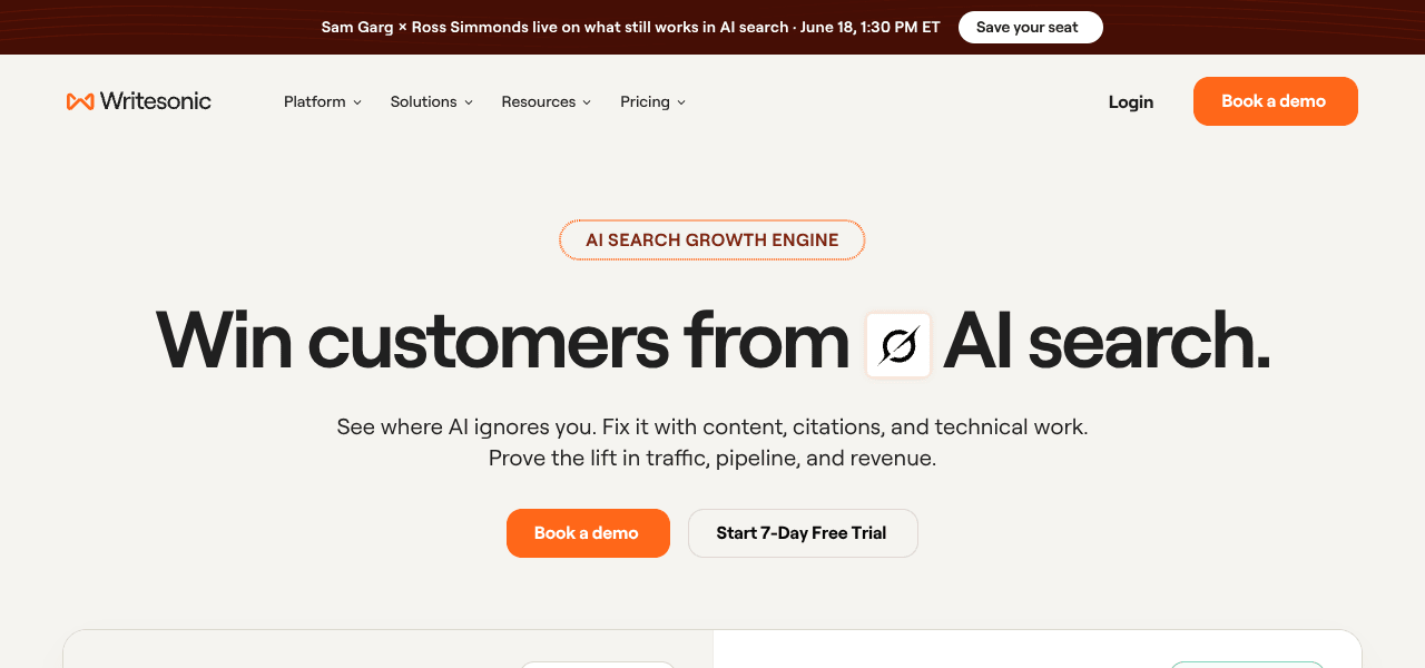 Writesonic AI writing tool interface screenshot